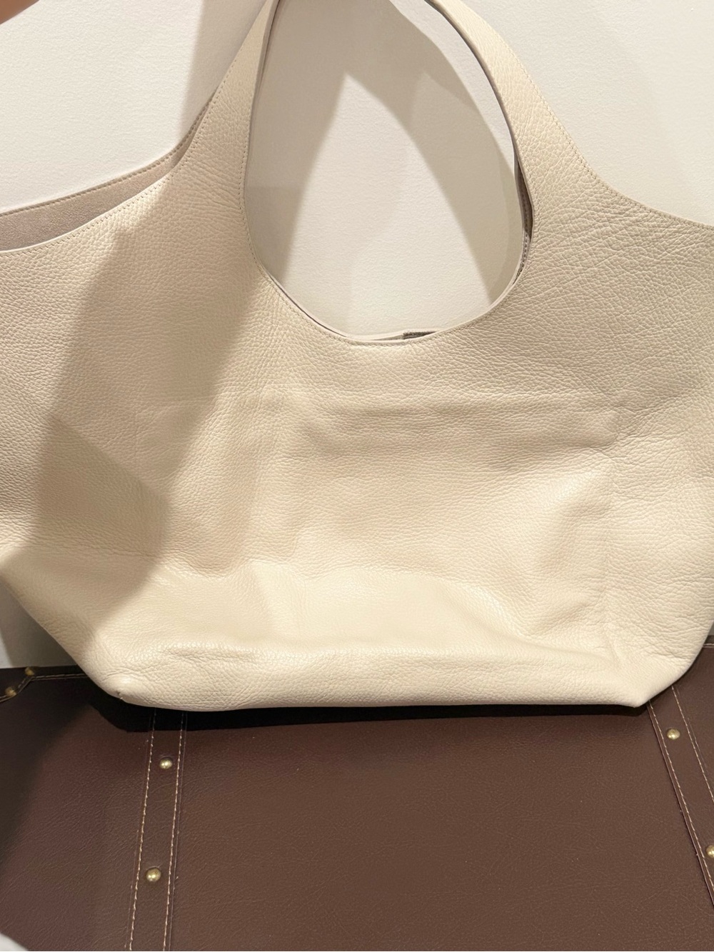 Anine Bing Cream Embossed Logo Tote - Picture 2 of 4